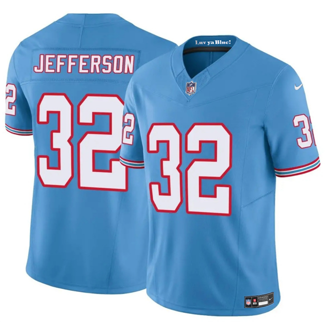 Men's Blue Tennessee Titans #32 Jermar Jefferson 2025 F.U.S.E. Throwback Vapor Limited Stitched Football Jersey